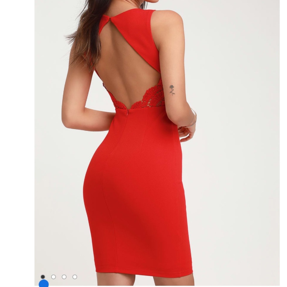 Speak Sweetly Red Lace Bodycon Backless Midi Dress
